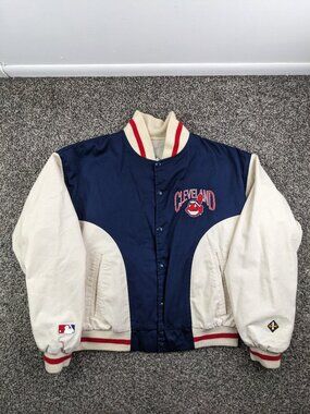 Vintage Cleveland Indians Jacket #1 Apparel Snap Button Mens Medium USA Made